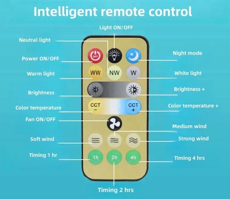 LED Fan Light Ceiling Adjustable Wind Speed Remote Control Bedroom Livingroom UK