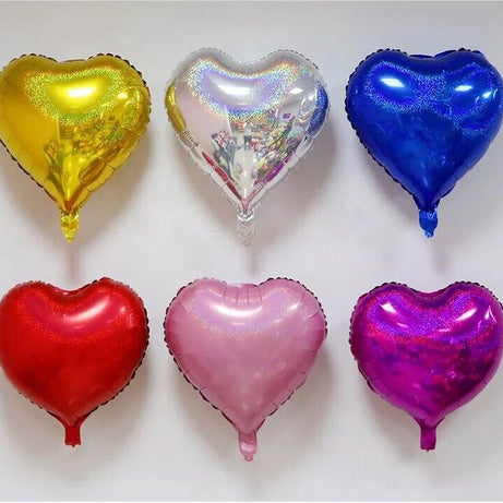 Heart 18” Balloons Foil 10 x Laser Shiny Helium Air Birthday Party Wedding Décor