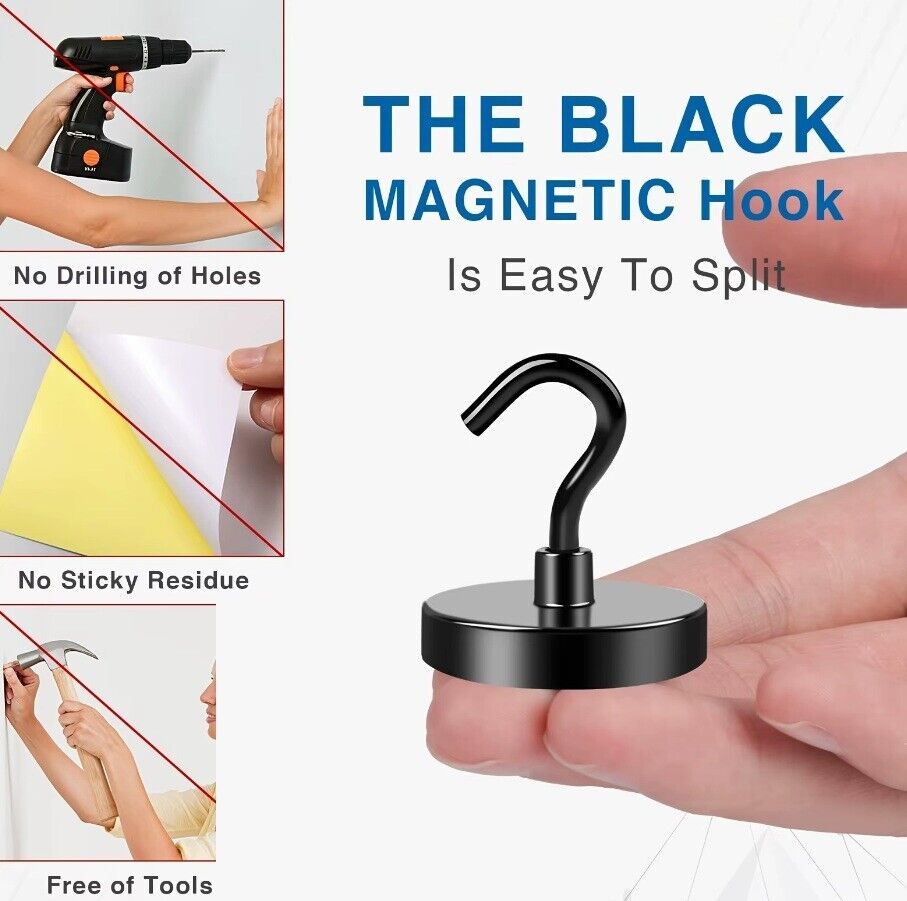 Magnetic Hooks Strong 10x Magnet Hanger Hold Neodymium Hook Heavy Duty Kitchen
