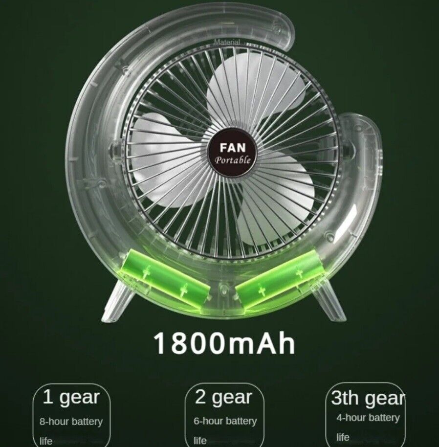 Fan LED Desk Portable USB 3 Speeds Rechargeable Cooler Cooling Silent Wireless