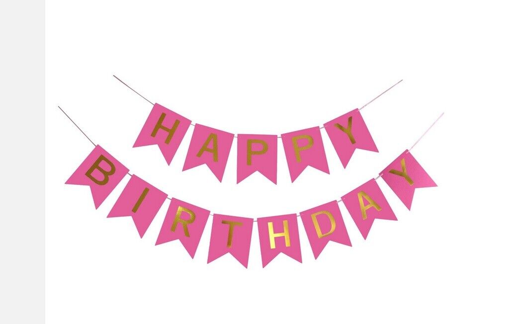 Happy Birthday Bunting Banner Party Hanging Letters Cardboard Garland Fun Deco