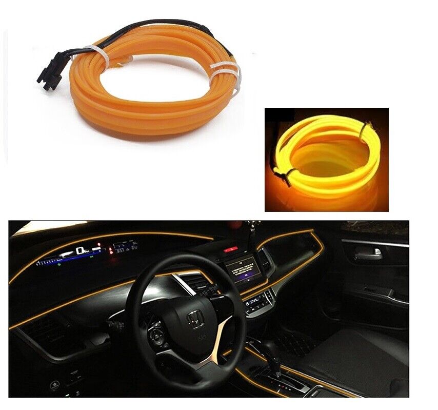 Car LED Strip Neon Rope EL Wire Flexible String Glow Light 5m DIY Lighting USB