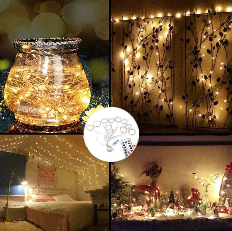Curtain LED Lights 300 USB Window Fairy Remote Wire Warm White Wedding Xmas New
