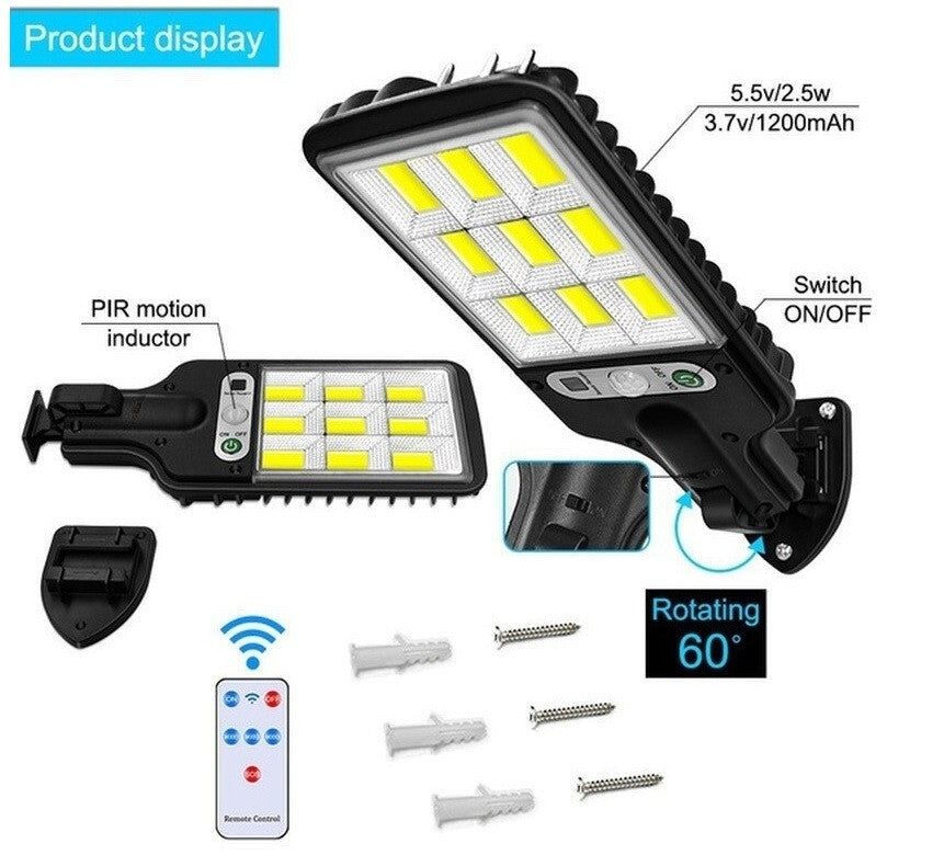 5000W LED Solar Light PIR Motion Sensor Street Wall Security Outdoor Garden Pati