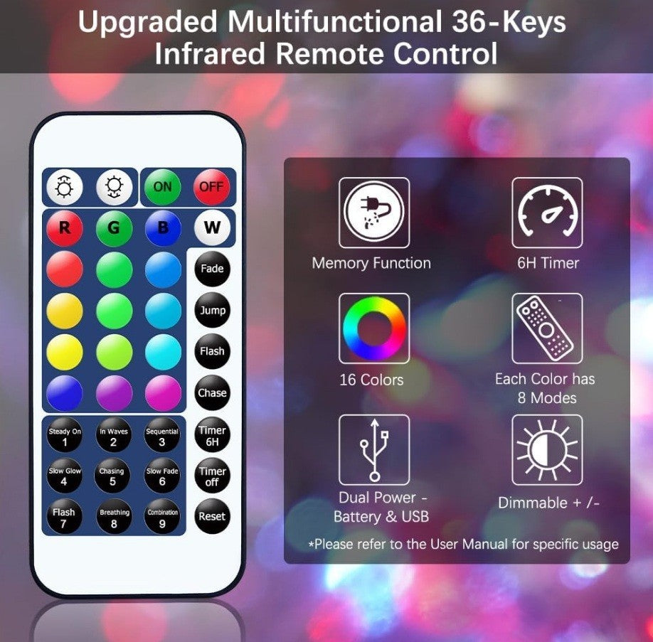 Battery Operated LED 16 Colours in One Fairy Lights Xmas String Party Wedding UK