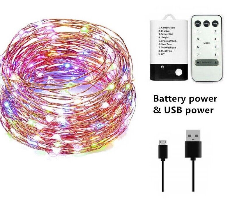 Fairy Lights LED Battery and USB 2 in 1 Remote Control Christmas Copper String