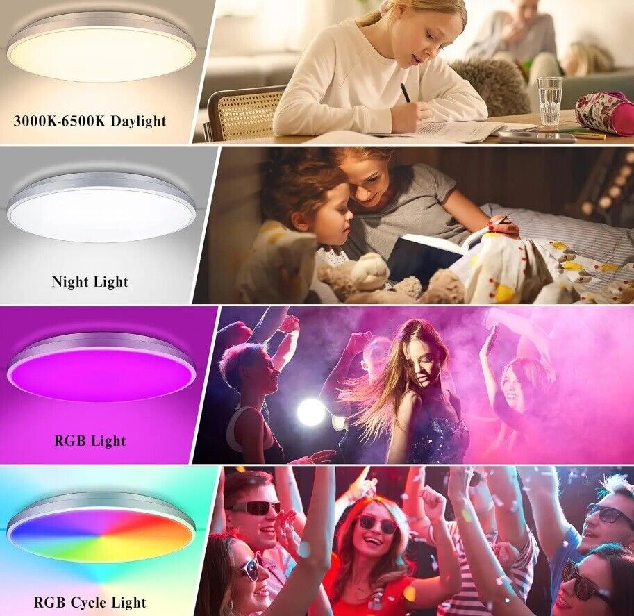 Smart LED Ceiling Light Lamp Colour Changing 30W Alexa Google Bluetooth WIFI RGB