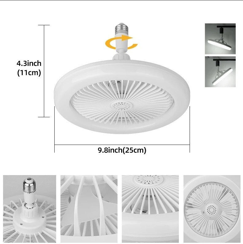 LED Fan Light Ceiling Adjustable Wind Speed Remote Control Bedroom Livingroom UK