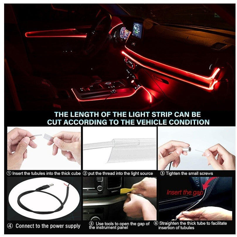 Car LED Neon Lamp Interior 5m RGB Led Strip Light APP Control Optic Fiber Music