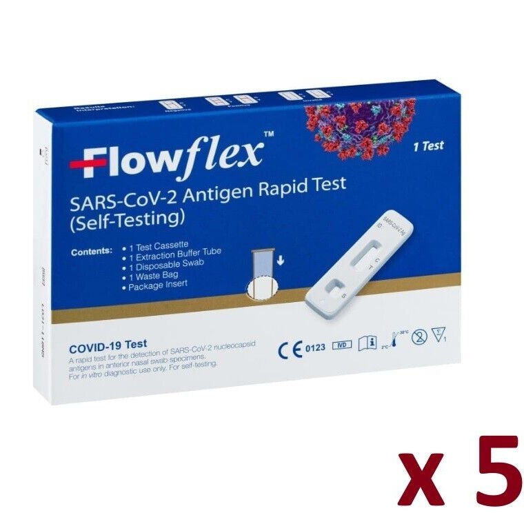 5x Flowflex Covid -19 Single Test Rapid Antigen Lateral Flow July 2026 HomeTest