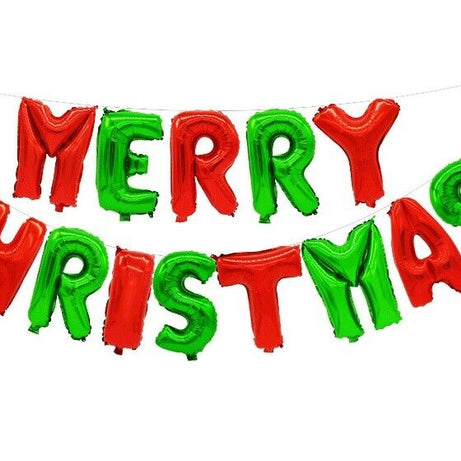Merry Christmas Balloons Banner Balloon Bunting Party Decoration Self Inflating