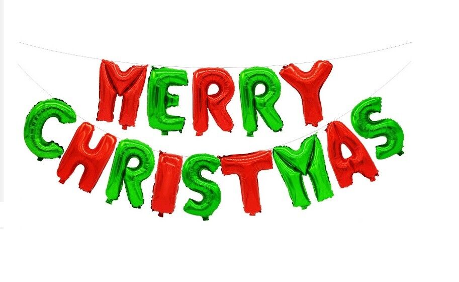 Merry Christmas Balloons Banner Balloon Bunting Party Decoration Self Inflating