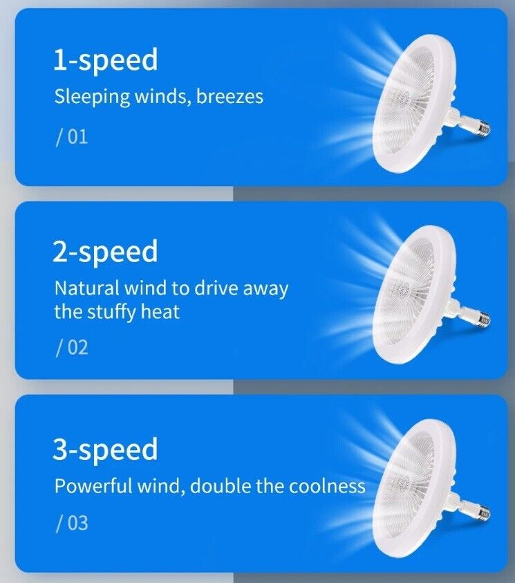 LED Fan Light Ceiling Adjustable Wind Speed Remote Control Bedroom Livingroom UK