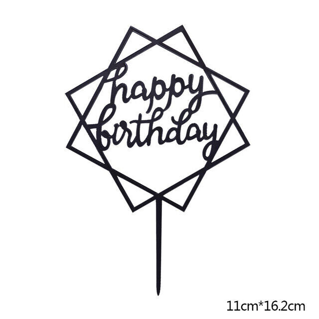 Cake Topper Birthday Party Happy Decoration Acrylic DIY Cupcake Fun 18 Styles