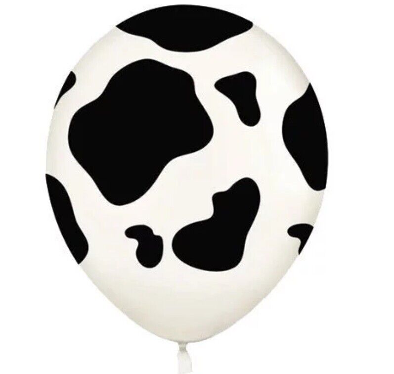 10 Black White Cow Spotted Printed Farm Animal Latex Balloon Party Decor 12