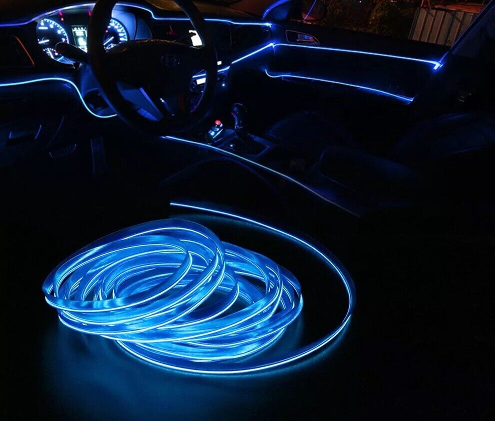 Car LED Strip Neon Rope EL Wire Flexible String Glow Light 5m DIY Lighting USB
