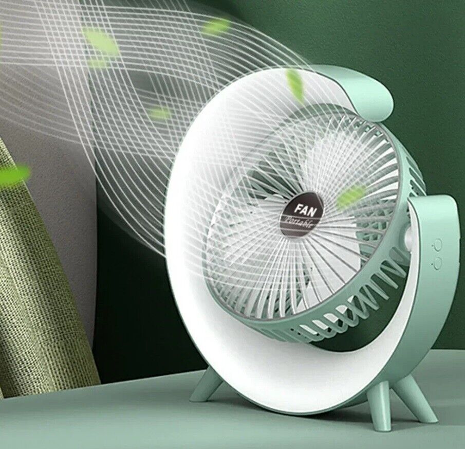 Fan LED Desk Portable USB 3 Speeds Rechargeable Cooler Cooling Silent Wireless
