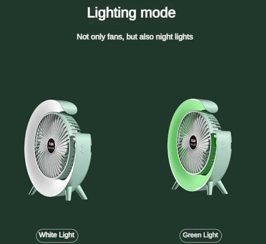 Fan LED Desk Portable USB 3 Speeds Rechargeable Cooler Cooling Silent Wireless