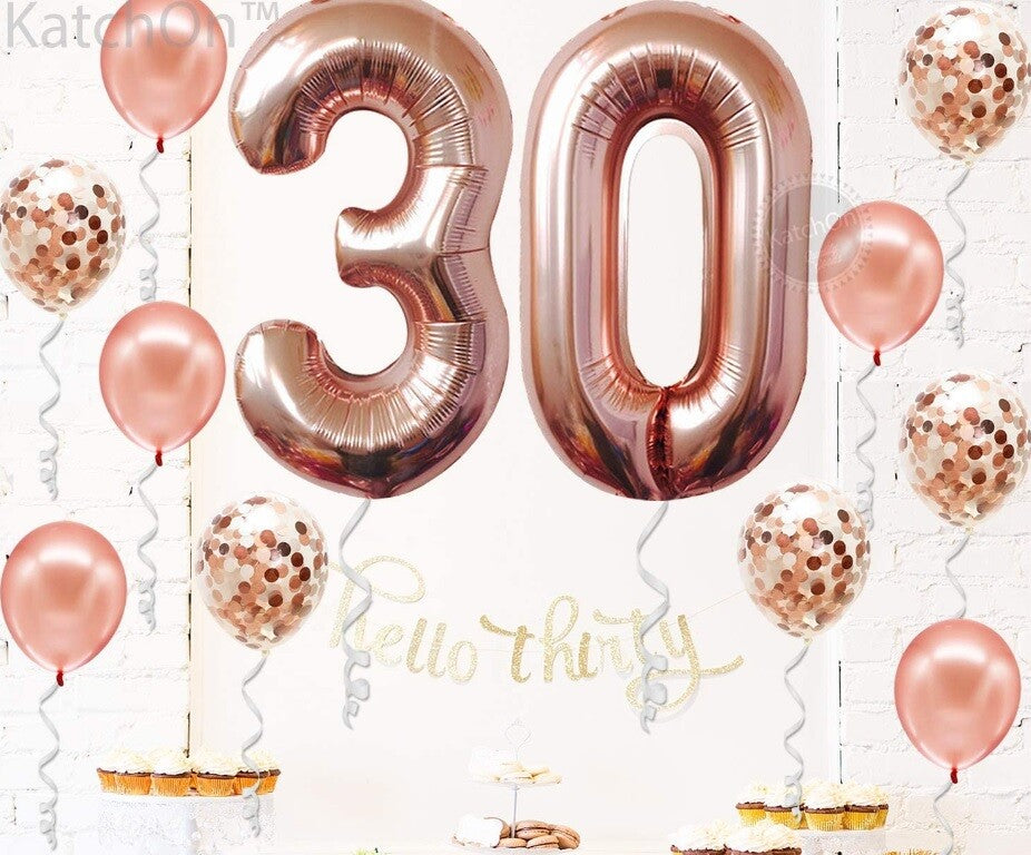Happy Birthday Balloons Rose Gold Foil Number 16th 18th 21st 30th 40th 50th 60th
