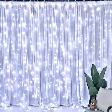 300 LED USB Window Curtain Fairy Lights Remote Wire Cold White Wedding Xmas New