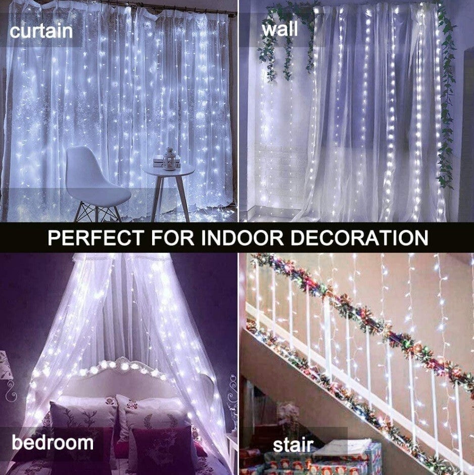 USB LED Window Curtain Fairy String Garden Lights Remote Copper Wire 3M XMAS UK