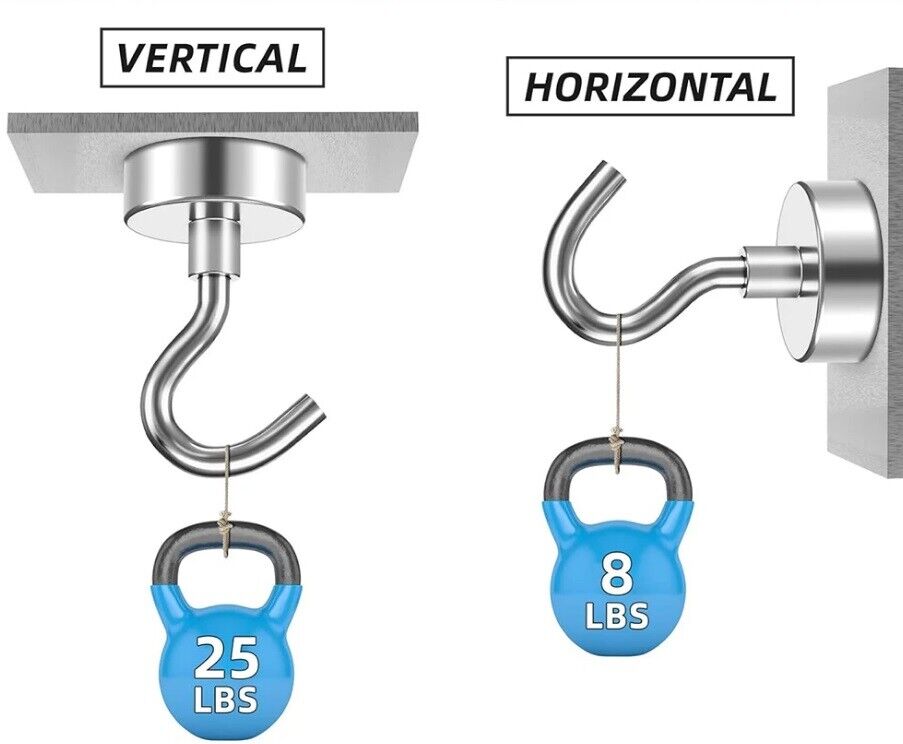 Magnetic Hooks Strong 10x Magnet Hanger Hold Neodymium Hook Heavy Duty Kitchen