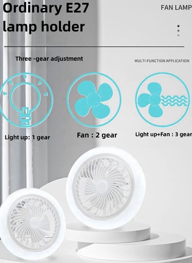 LED Fan Light Ceiling Adjustable Wind Speed Remote Control Bedroom Livingroom UK