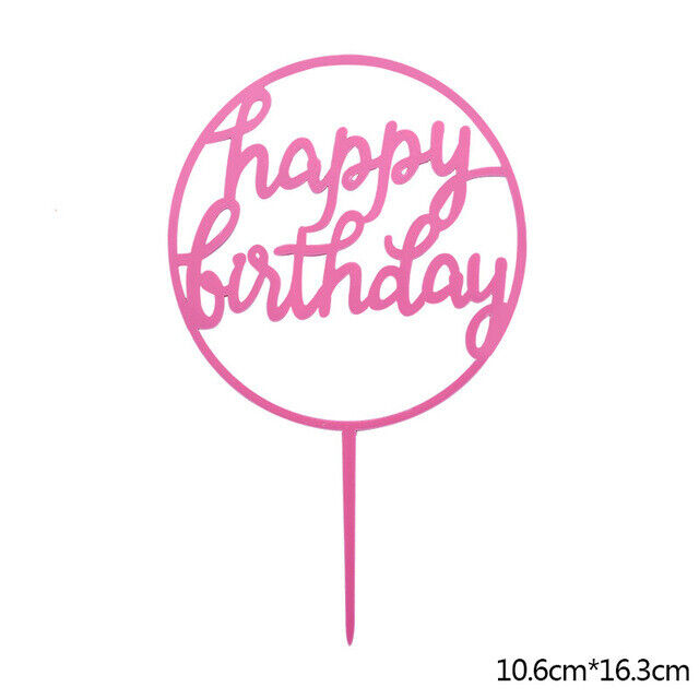 Cake Topper Birthday Party Happy Decoration Acrylic DIY Cupcake Fun 18 Styles