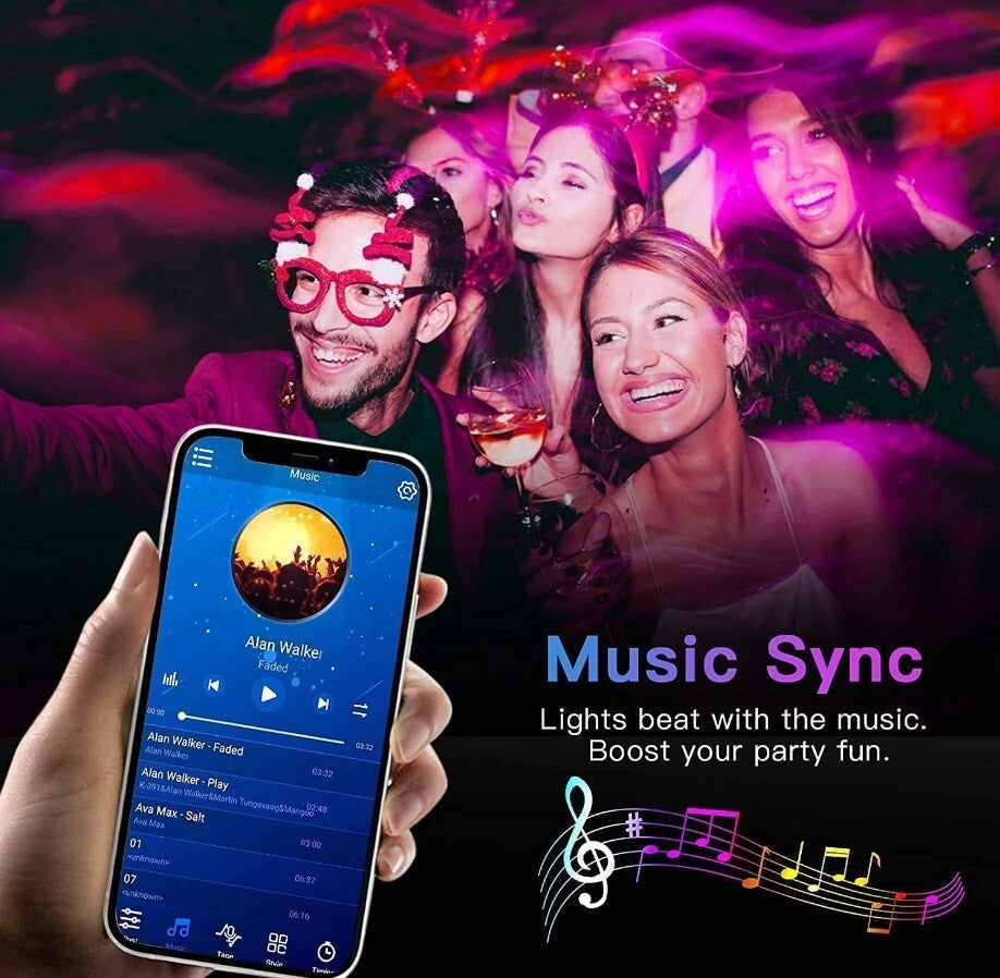 LED Strip APP Bluetooth 5050 RGB Lights 10/20m Colour Changing Tape Cabinet Kitchen TV UK