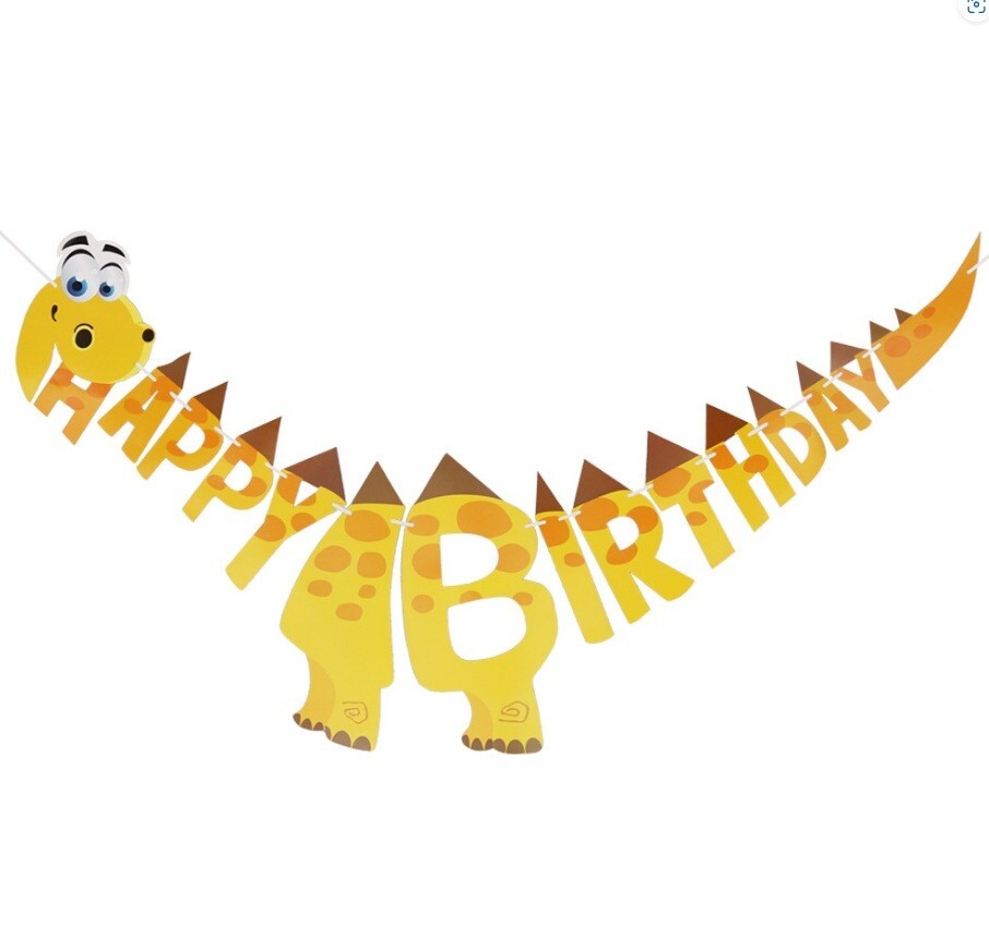 Dinosaur Happy Birthday Banner Hanging Bunting Party Decoration Garland Banners