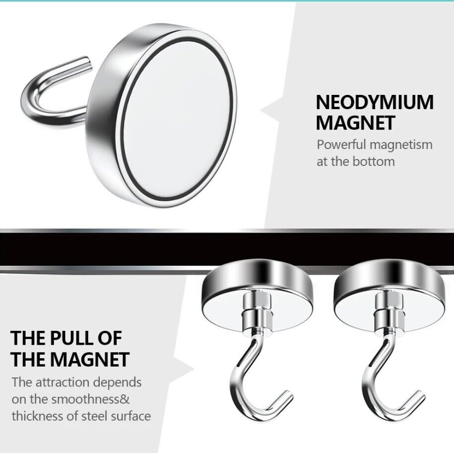 Magnetic Hooks Strong 10x Magnet Hanger Hold Neodymium Hook Heavy Duty Kitchen