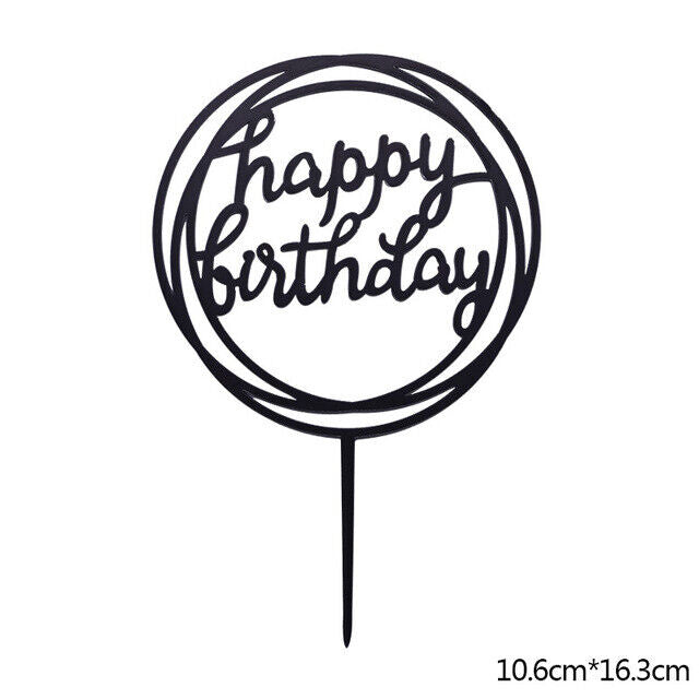 Cake Topper Birthday Party Happy Decoration Acrylic DIY Cupcake Fun 18 Styles