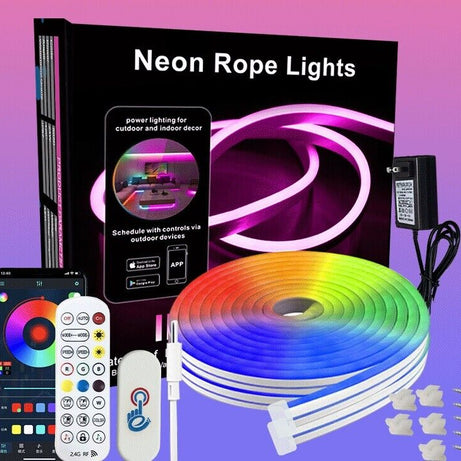 Neon LED Strip Rope Light RGB APP Remote Flexible Waterproof 3/5/10m UK Plug