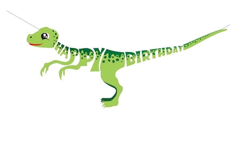 Dinosaur Happy Birthday Banner Hanging Bunting Party Decoration Garland Banners