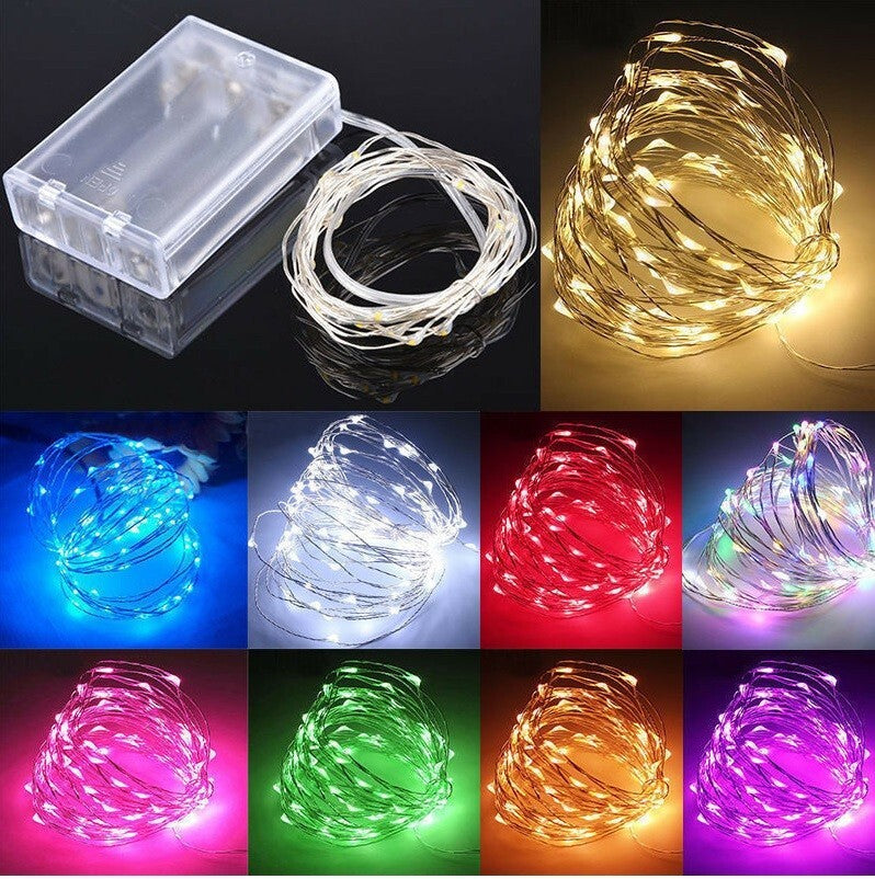 Battery Operated LED Fairy Lights, 2M 3M 5M 10M Xmas String Lights Party Wedding