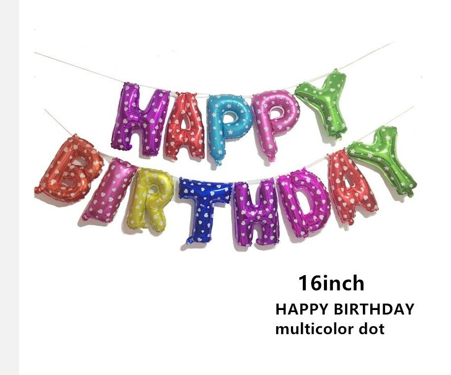 HAPPY BIRTHDAY BALLOONS BANNER BUNTING PARTY DECORATION FUN 16"
