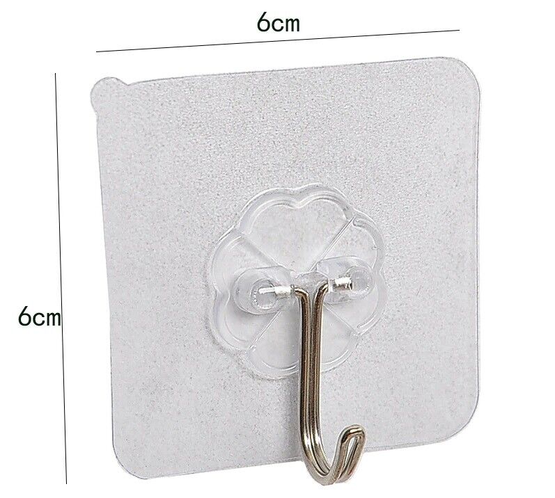 1-20 Hooks Self Adhesive Strong Sticky Heavy Duty Wall Seamless Transparent Hook