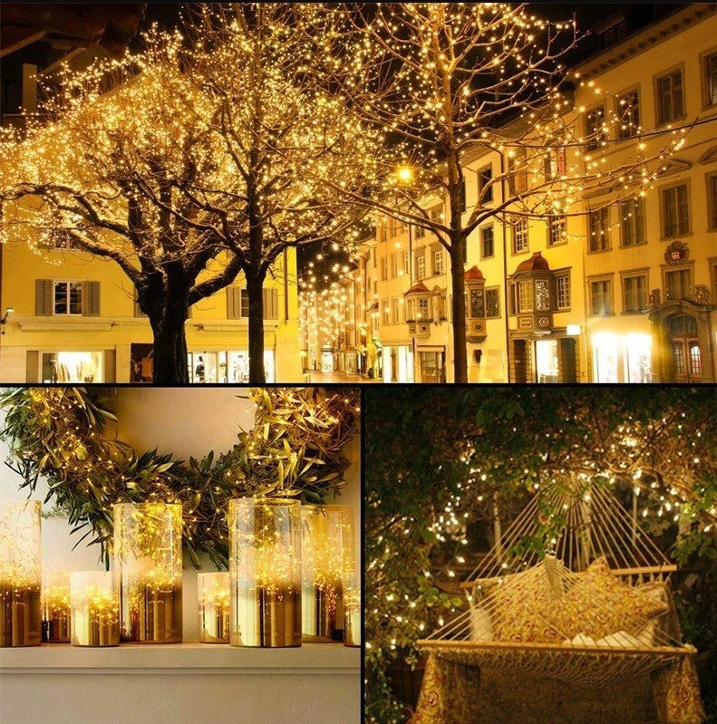 Solar LED Lights Waterproof Copper String Fairy Christmas Wedding Party Garden