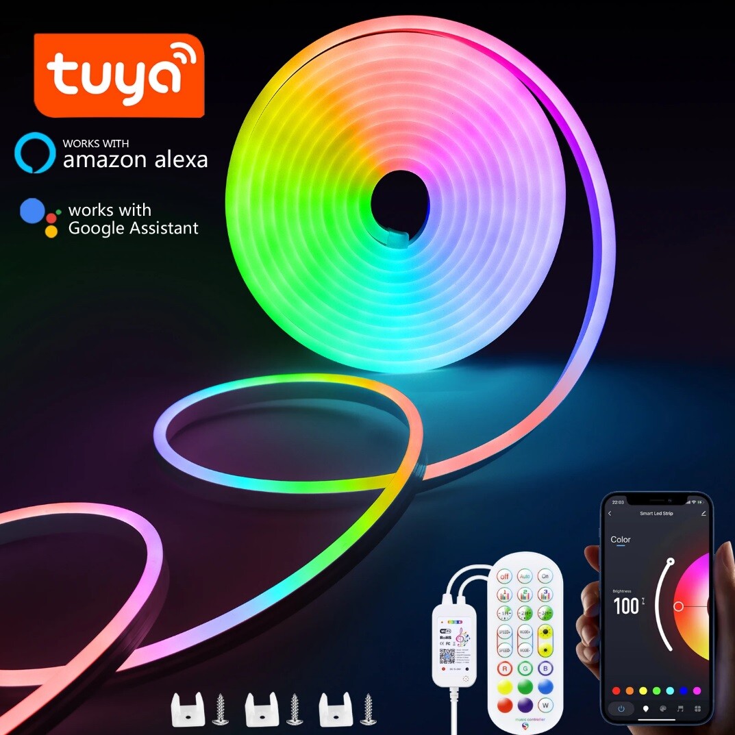 Neon LED Strip Rope Light RGB APP Remote Flexible Waterproof 3/5/10m UK Plug