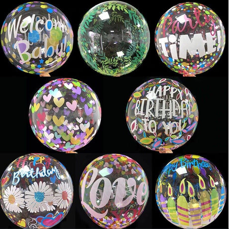 Bobo Balloon Clear 20” Transparent Printed Helium Air Bubble Party Baby Birthday