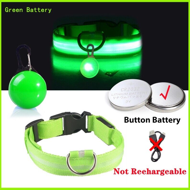 Pet Dog LED Collar Adjustable USB Rechargeable  Flashing Luminous Safe Night UK