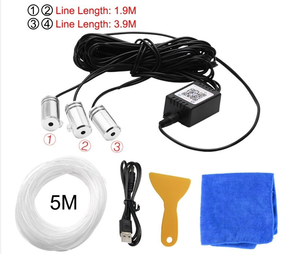 Car LED Neon Lamp Interior 5m RGB Led Strip Light APP Control Optic Fiber Music