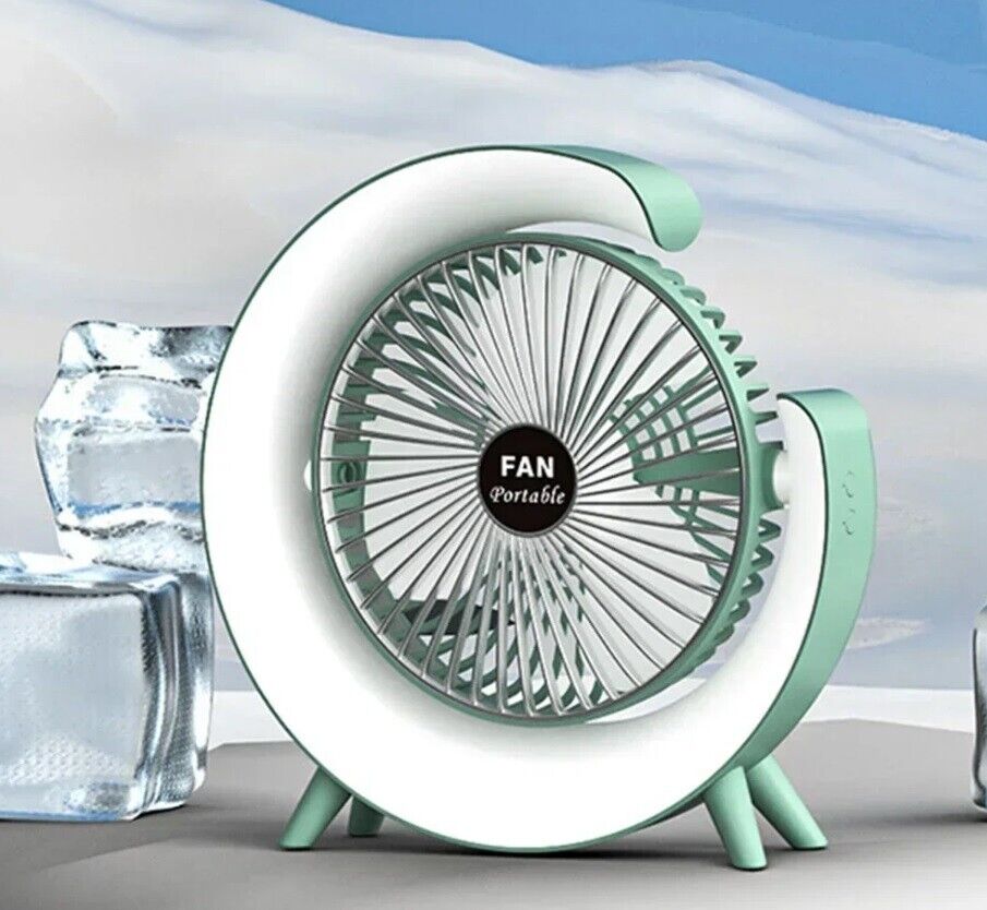 Fan LED Desk Portable USB 3 Speeds Rechargeable Cooler Cooling Silent Wireless