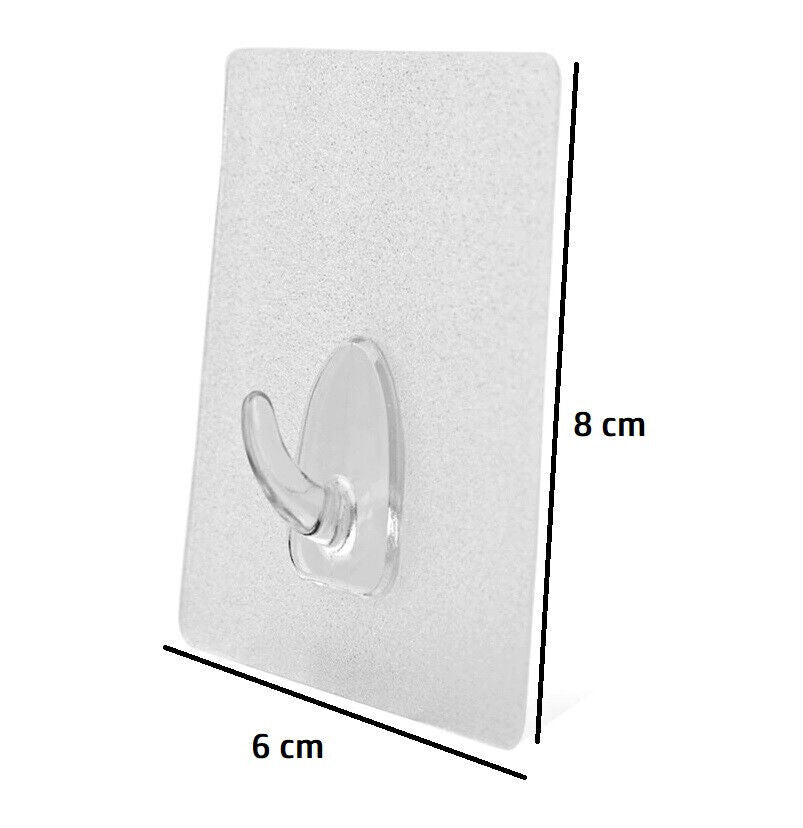 10 Hooks Transparent Strong Self Adhesive Door Wall Hangers Sticky Seamless