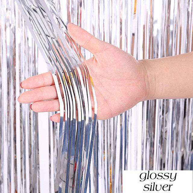 Curtain 2M Birthday Party Wedding Decoration Glossy Fringe Tinsel Foil Door