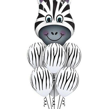 Zebra Jungle Balloons 7pcs Party Printed 12" Farm Animal Big Head Latex Fun