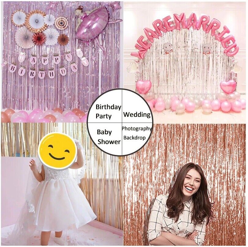 Curtain 2M Birthday Party Wedding Decoration Glossy Fringe Tinsel Foil Door