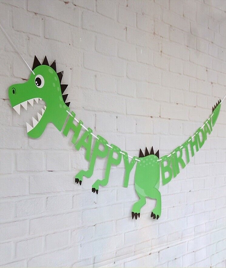 Dinosaur Happy Birthday Banner Hanging Bunting Party Decoration Garland Banners