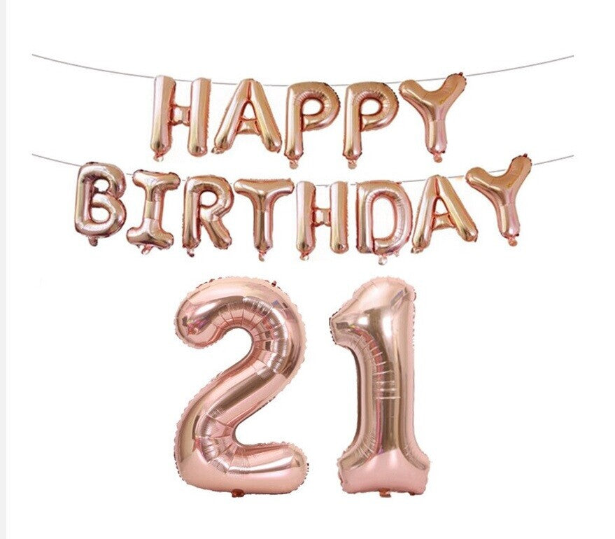 Birthday Balloons Set Banner Number 18 21 30 50 Alphabet Party Decoration Fun