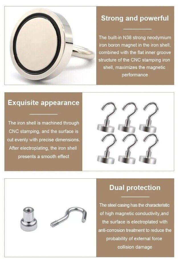 Magnetic Hooks Strong 10x Magnet Hanger Hold Neodymium Hook Heavy Duty Kitchen